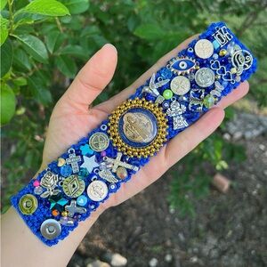 Handcrafted Blue Sam Benito Beaded Bracelet with Charms